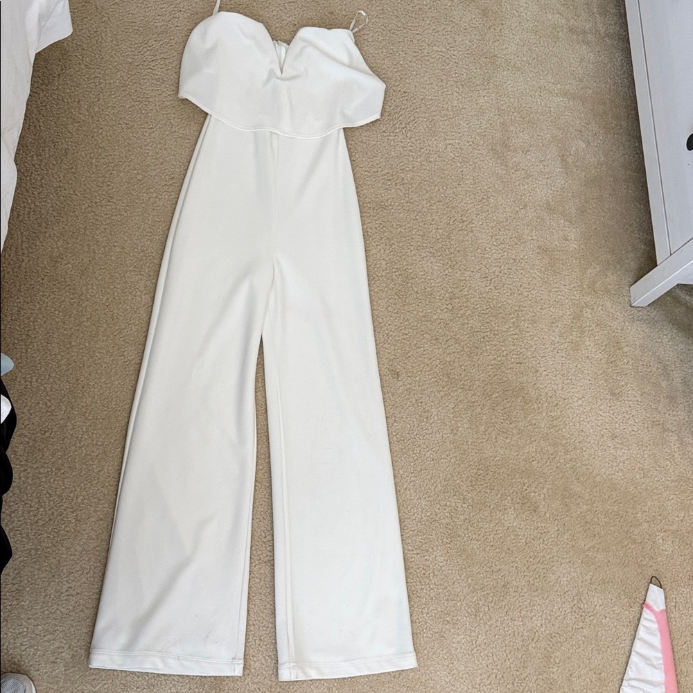 Lulu's Strapless White Jumpsuit